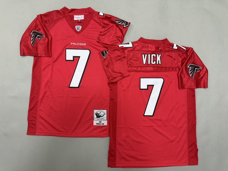 Men 2025 Atlanta Falcons #7 Vick red Throwback Limited NFL Jersey style 001->atlanta falcons->NFL Jersey